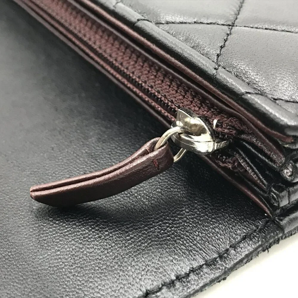 Chanel  Lambskin Quilted Long Flap Wallet Black with Silver Hardware - Picture 8 of 12